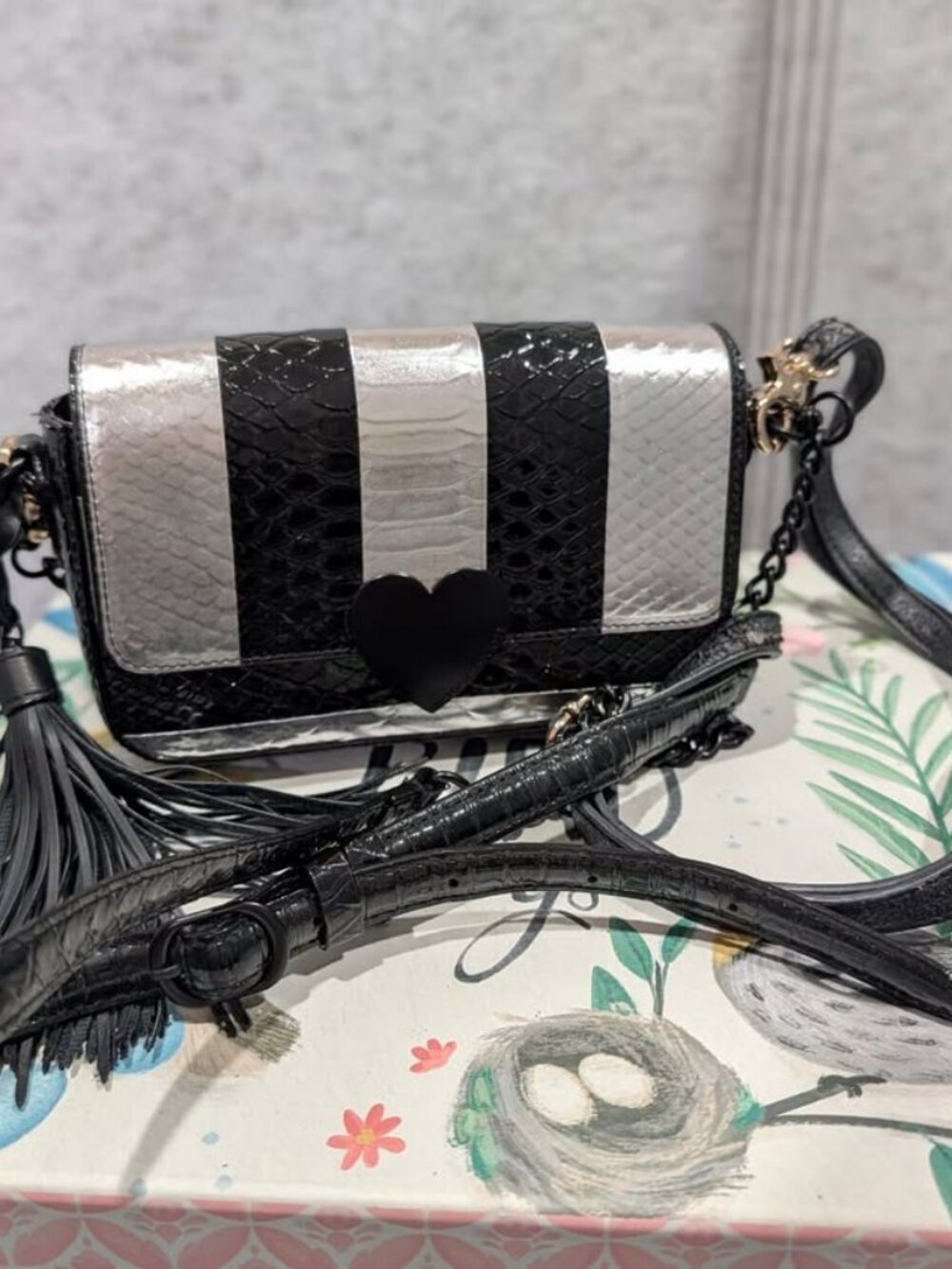 Vctoria’s Secret Metallic Snakeskin Heart Crossbody Bag